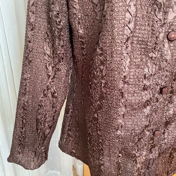 Pretty Angel Anthropoligie Silk Rayon Button Front Crinkle Fabric Blouse SZ M - Picture 8 of 10